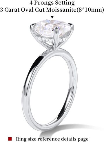 Getlove 1.5-3ct البيضاوي مويسانيتي خاتم الخطوبة 18K الذهب الأبيض مطلي الصلبة الفضة D-اللون VVS1 خاتم سوليتير خاتم الوعد in Kuwait