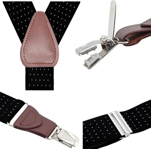 Bioterti Men’s Y-shape 1.4 Inch Suspender -3 Metal Clips, Elastic Straps in Kuwait