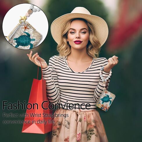 محافظ حامل بطاقات الائتمان Blusabaca RFID للنساء، محفظة بطاقات صغيرة مع سلسلة مفاتيح قابلة للإزالة وسحاب، حامل بطاقات جلدية وجيب سلحفاة البحر ومحفظة بطاقة عمل الأكورديون in Kuwait