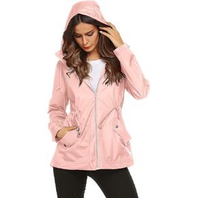 ZHENWEI Rain Jacket Women Waterproof with Lined Raincoat Outdoor Active Travel Hiking