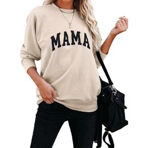 Dressmine Womens Crewneck Mama Sweatshirt Raglan Long Sleeve Graphic Shirts Casual Print Pullover Tops