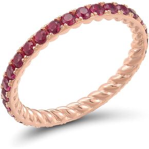 Santuzza 925 Sterling Silver Gemstone Stackable Ring Engagement Wedding Eternity Stacking Ring for Women in Kuwait