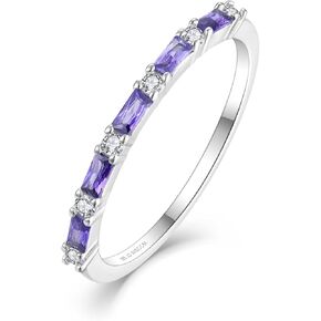 JO WISDOM 925 Sterling Silver Wedding Band for Women Thin Stacking Ring Half Cubic Zirconia Eternity Engagement Ring in Kuwait