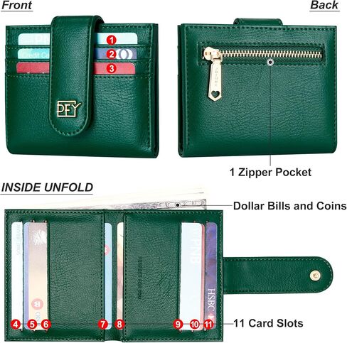 Badiya Small Wallets for Women Bifold Multi Card Case Wallet Slim Credit Card Holder with Zipper Coin Purse in Kuwait