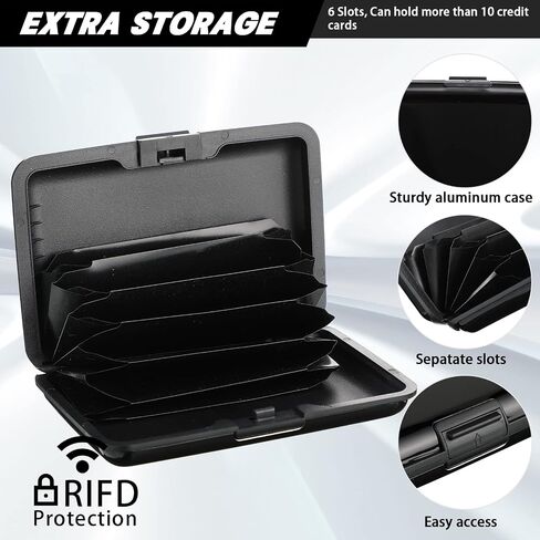 12 Pcs RFID Blocking Credit Cards Holder Mini Slim Aluminum Wallet Metal Business Card Case Credit Card Protector ID Hard Case for Women Men, Multicolor in Saudi Arabia