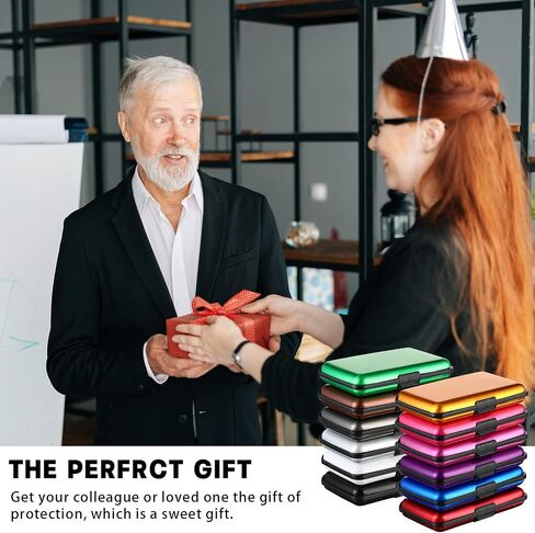 12 Pcs RFID Blocking Credit Cards Holder Mini Slim Aluminum Wallet Metal Business Card Case Credit Card Protector ID Hard Case for Women Men, Multicolor in Saudi Arabia