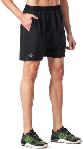 NAVISKIN Men's 5 inch Running Shorts Lightweight Quick Dry Workout Shorts Zipper Pocket in Kuwait