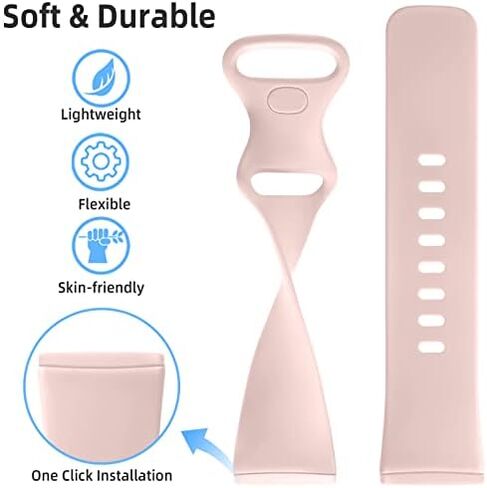 Getino Compatible with Fitbit Sense 2/ Sense Bands/Versa 4/ Versa 3 Bands Women Men, Silicone Sport Accessories Band, Small Black/Gray/Pink/White in Kuwait