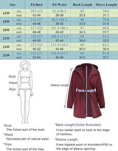 Hanna Nikole Women's Plus Size Long Hooded Raincoat Lightweight Waterproof Windbreaker Jacket in Saudi Arabia