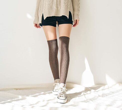 STYLEGAGA Winter Cozy Cable Knit Over The Knee High Boot Socks in Kuwait