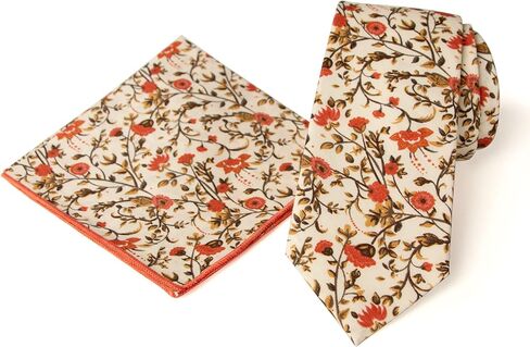 Spring Notion Men's Floral Necktie and Pocket Square Handkerchief Hanky Set in Kuwait