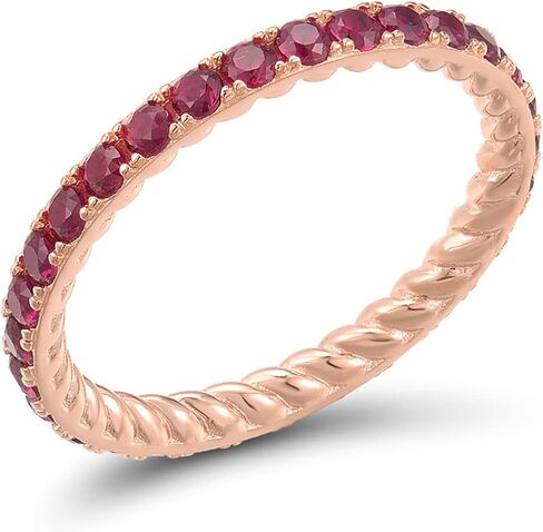 Santuzza 925 Sterling Silver Gemstone Stackable Ring Engagement Wedding Eternity Stacking Ring for Women in Kuwait