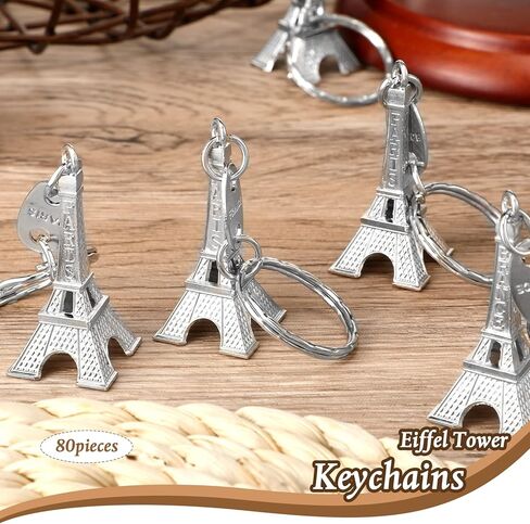 80 Pieces Eiffel Tower Keyring Paris Eiffel Tower Keychains Retro French Souvenirs Keychains Eiffel Tower Keychain for Christmas Home Jewelry Table Decor Gifts, Silver in Saudi Arabia