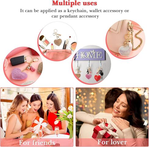 Bling Rhinestone Heart Shape Keychains Glitter Crystal Heart Tassel Keychains Key Rings for Women Girls in Kuwait