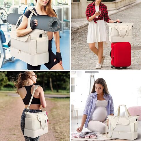 Travel Bag for Women, Sports Gym Duffel Bag with USB Charging Port, Weekender Overnight Bag with Wet Pocket and Shoes Compartment, Carry On Tote Bag Gym Yoga Duffel Bag for Men in Kuwait
