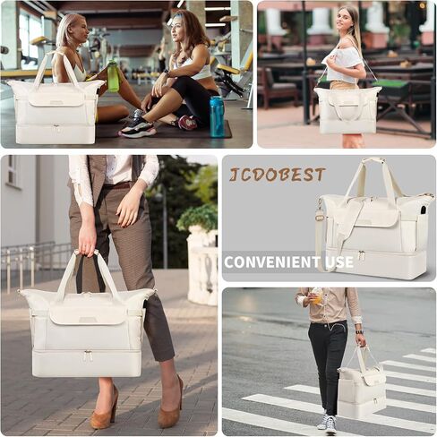 Travel Bag for Women, Sports Gym Duffel Bag with USB Charging Port, Weekender Overnight Bag with Wet Pocket and Shoes Compartment, Carry On Tote Bag Gym Yoga Duffel Bag for Men in Kuwait