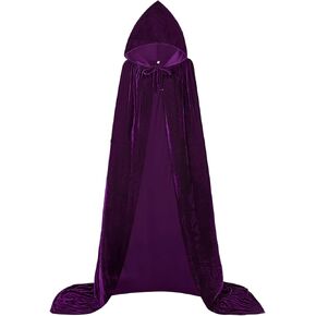 Oumbivil Hooded Cape Cloak with Hood Witch Cosplay Costume Velvet Halloween Costumes