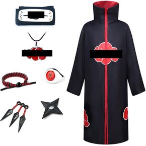 Anime Cloak Ninja Costume for Kids 9Pcs Halloween Cosplay Costumes with Headband Robe Necklace Ring in Saudi Arabia