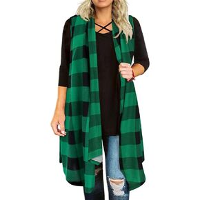 CARCOS Plus Size Cardigan for Women Solid Color/Star/Plaid/Striped Open Front Tops XL-5XL