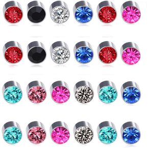 Spiritlele 12 Pairs Magnetic Earrings Set Crystal Clip on Non Piercing Fake Stud Earrings