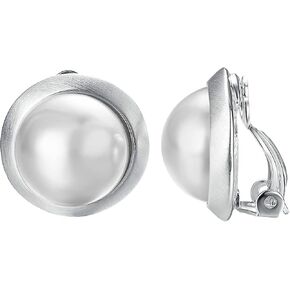 Yoursfs Clip On Earrings For Women Faux Ivory Pearl Earring Round 18K Gold Plated Non Pierced Earrings in Saudi Arabia