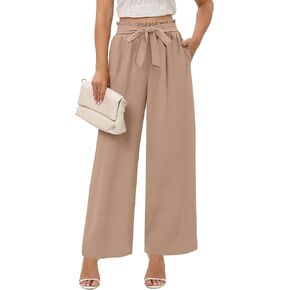 Sucolan Wide Leg Pants for Women Work Pants Business Casual High Waisted Summer Pant Loose Flowy Pants for Women with Pockets in Kuwait