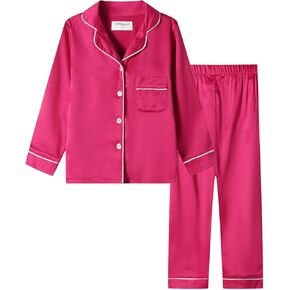 Mud Kingdom Girls Boys Kids Silk Satin Pajamas Set Button-Down Clothes Long Sleeve Loungewear Sleepwear PJS in Saudi Arabia