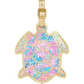 علامة الأمتعة على شكل سلحفاة من ليلي بوليتزر مع حزام آمن، جلد نباتي متين، معرف حقيبة ملون للسفر، روعة في الرمال، مقاس صغير in Kuwait