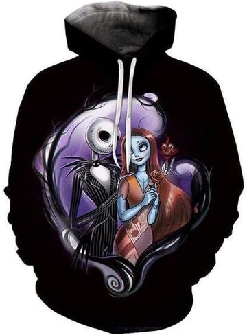 FJunHappy Unisex Jack Sally Hoodies Christmas Sweatshirts Halloween Cosplay Costume Casual Printed Coat Tops in Kuwait