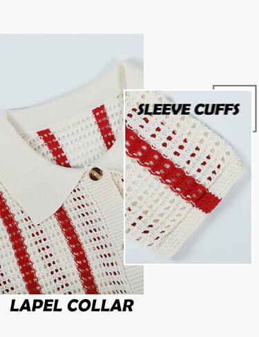 Gihuo Women' s Y2K 2 Piece Knit Outfits Striped Sweater Shorts Set Hollow Out Crochet in Kuwait