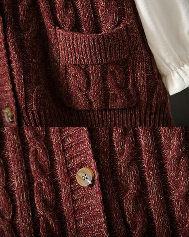 Aeneontrue Women's Sweater Vest Sleeveless Button Down Knitted Cardigan Outwear with Pockets in Kuwait