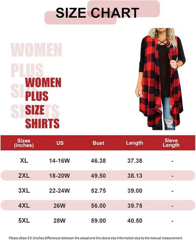 CARCOS Plus Size Cardigan for Women Solid Color/Star/Plaid/Striped Open Front Tops XL-5XL in Kuwait
