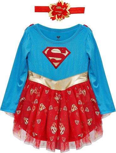 DC Comics Baby Girls Superhero Tutu Dress - Baby Girl Outfit with Removable Cape and Matching Headband in Saudi Arabia