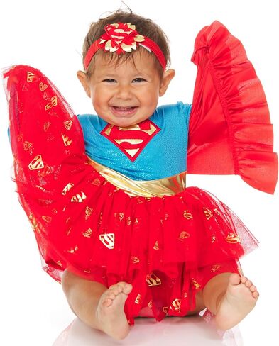 DC Comics Baby Girls Superhero Tutu Dress - Baby Girl Outfit with Removable Cape and Matching Headband in Saudi Arabia