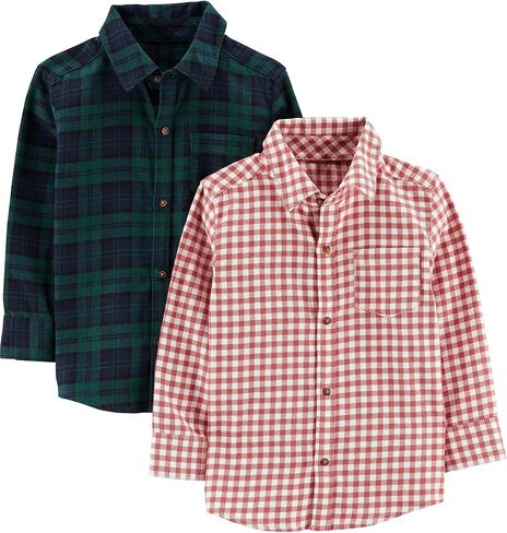 Simple Joys by Carter's Boys' Long-Sleeve Woven Shirt, Pack of 2 in Saudi Arabia