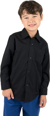 Leveret Kids & Toddler Boys Long Sleeve Uniform Cotton Dress Shirt Variety of Colors (Size 2-14 Years) in Kuwait