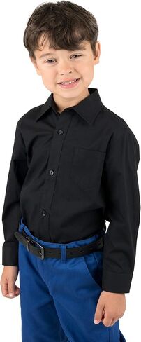 Leveret Kids & Toddler Boys Long Sleeve Uniform Cotton Dress Shirt Variety of Colors (Size 2-14 Years) in Kuwait