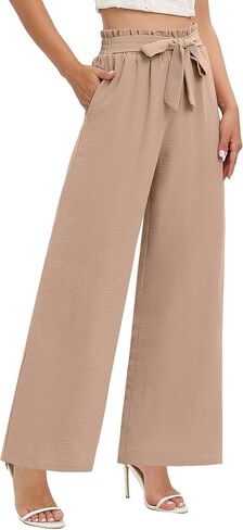 Sucolan Wide Leg Pants for Women Work Pants Business Casual High Waisted Summer Pant Loose Flowy Pants for Women with Pockets in Kuwait