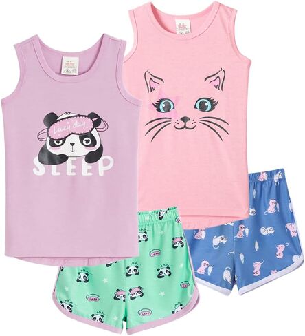 MyFav Big Kids Girls Sleeveless Sleepwear Hearts Shape Striped Pajama Nightgown in Saudi Arabia