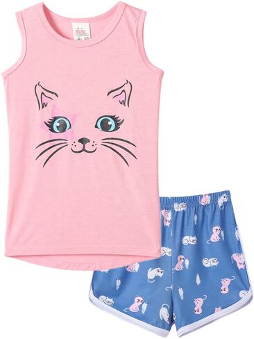 MyFav Big Kids Girls Sleeveless Sleepwear Hearts Shape Striped Pajama Nightgown in Saudi Arabia