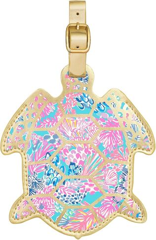 علامة الأمتعة على شكل سلحفاة من ليلي بوليتزر مع حزام آمن، جلد نباتي متين، معرف حقيبة ملون للسفر، روعة في الرمال، مقاس صغير in Kuwait