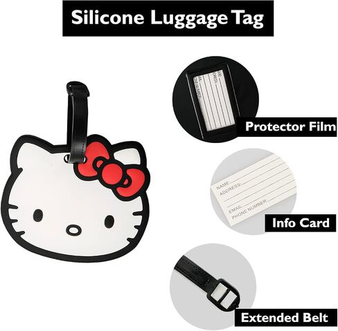 Sanrio Hello Kitty Luggage Tag PVC 4-Piece Set - Hello Kitty Suitcase Tags and Bag Tags Officially Licensed in Saudi Arabia
