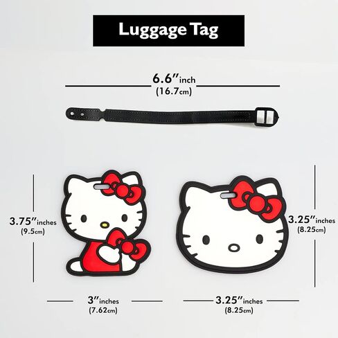 Sanrio Hello Kitty Luggage Tag PVC 4-Piece Set - Hello Kitty Suitcase Tags and Bag Tags Officially Licensed in Saudi Arabia