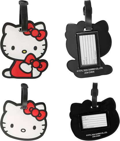 Sanrio Hello Kitty Luggage Tag PVC 4-Piece Set - Hello Kitty Suitcase Tags and Bag Tags Officially Licensed in Saudi Arabia