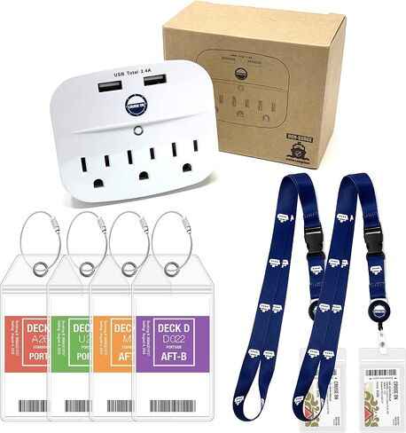 Carnival Cruise Essentials Kit - Cruise Power Strip, Lanyards & Royal Caribbean Luggage Tags in Saudi Arabia