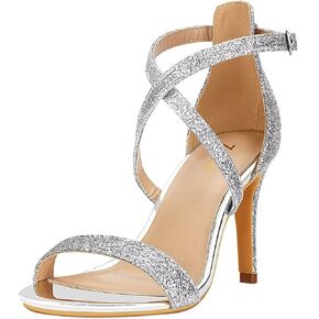 ZriEy Women Heeled Sandals Cross Ankle Strap Sandals Open Toe Strappy High Heels Party Wedding Shoes