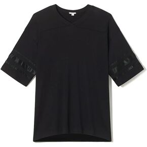 PJ Harlow Women's Riley-Rib Knit Baseball Tee with Satin Trim in Kuwait