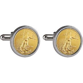St Gaudens Design Gold Layered Replica American Eagle Coin Cufflinks | Tribute Coins | Men’s Accessories