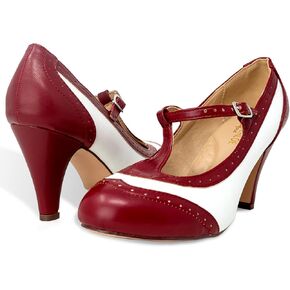 Women's Two Tones Wing Tips Retro Rockability 1950s Vintage T-Strap Pinup Style Pump Flapper by Chase + Chloe