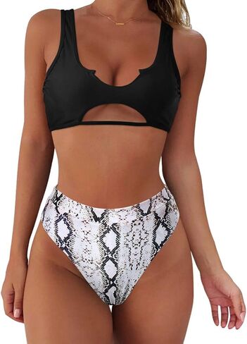 SUUKSESS Women Cutout Bikini Sets Push Up High Waisted Swimsuits 2 Piece in Kuwait
